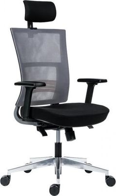 Kancelárska stolička Next s čiernym sedákom, operadlo sivá sieťovina