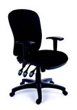 Kancelárska stolička, s nastaviteľnými opierkami, čierne čalúnenie, čierny podstavec, MaYAH 