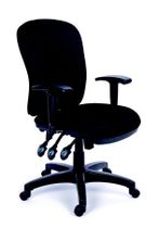 Kancelárska stolička, s nastaviteľnými opierkami, čierne čalúnenie, čierny podstavec, MaYAH "Comfort"
