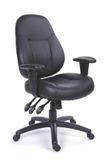 Kancelárska stolička, s nastaviteľnými opierkami rúk, čierna bonded koža, čierny podstavec, MaYAH 