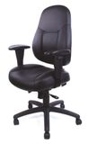 Kancelárska stolička, s nastaviteľnými opierkami rúk, čierna bonded koža, čierny podstavec, MaYAH 
