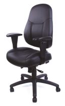 Kancelárska stolička, s nastaviteľnými opierkami rúk, čierna bonded koža, čierny podstavec, MaYAH "Super Champion"
