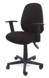 Kancelárska stolička, s nastaviteľnými opierkami rúk, čierne čalúnenie, MAYAH 