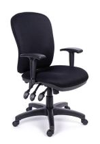 Kancelárska stolička, s nastaviteľnými opierkami rúk, čierny perlový poťah, čierny podstavec, MAYAH "Super Comfort"