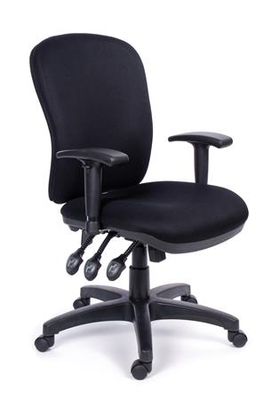 Kancelárska stolička, s nastaviteľnými opierkami rúk, čierny perlový poťah, čierny podstavec, MAYAH "Super Comfort"