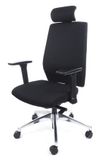 Kancelárska stolička, s nastaviteľnými opierkami rúk, exkluzívne čierne čalúnenie,  MAYAH 