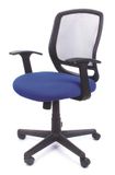 Kancelárska stolička, s opierkami rúk,  modré čalúnenie, sieťované operadlo, čierny podstavec, MaYAH 