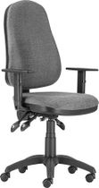 Kancelárska stolička, textilné čalúnenie, čierny podstavec, s opierkami rúk, "XENIA ASYN", svetlosivá