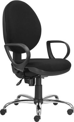 Kancelárska stolička, textilný poťah, chrómovaný podstavec, "AMERICA ASYN XXL", čierna