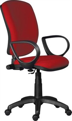 Kancelárska stolička, textilové čalúnenie, čierny podstavec, "Nuvola", červená