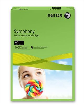 Kancelársky papier, farebný, A4, 160 g, XEROX "Symphony", tmavozelený (intenzívny)