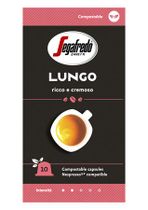 Kávové kapsuly, 10 ks biologicky rozložiteľných kapsúl, SEGAFREDO Lungo  - do kávovarov Nespresso®