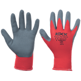 KIXX ROCKING RED rukavice nylon. latex. dlaň, červená