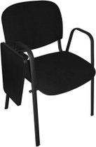 Konferenčná stolička, čierna kovová konštrukcia, so skladacím stolíkom, "Taurus", čierna