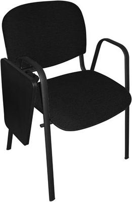 Konferenčná stolička, čierna kovová konštrukcia, so skladacím stolíkom, "Taurus", čierna