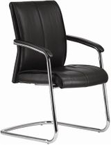 Konferenčná stolička, čierna koža, pochróvaný podstavec "Chicago 600 V."