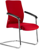Konferenčná stolička, textilné čalúnenie, chrómová konštrukcia,  "BOSTON/S", červená