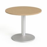 Konferenčný stôl, okrúhly, so sivou kovovou nohou, O 90 cm, MAYAH 