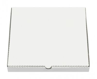 Krabica na pizzu z vlnitej lepenky 32 x 32 x 3 cm ROVNÝ ROH ostrá [100 ks] Biela