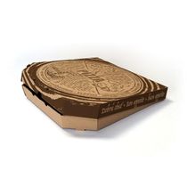 Krabica na pizzu z vlnitej lepenky 33 x 33 x 3 cm [100 ks] RETRO, TEXT hnedá