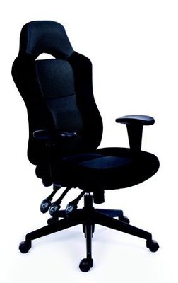 Manažérska stolička, čierné/sivé čalúnenie, čierny podstavec, MaYAH "Racer"