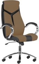 Manažérska stolička, koženka, chrómovaný podstavec, "KENT", čierna/hnedá