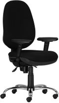 Manažérska stolička, látkový poťah, chrómový podstavec, "Estela XXL", čierna