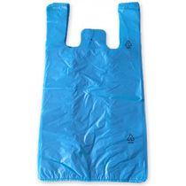 Mikrotenové tašky HDPE košielkové 16 + 12 x 30 cm (3 kg) modré - 100 ks