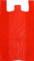 Mikrotenové tašky HDPE košielkové 30 + 18 x 55 cm (10 kg) červené - 100 ks