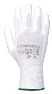 Montážne rukavice, na dlani namočené do polyuretánu, veľkosť: 9, biele