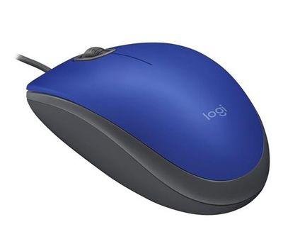 Myš, drôtová, optická, USB, LOGITECH "M110 Silent", modrá