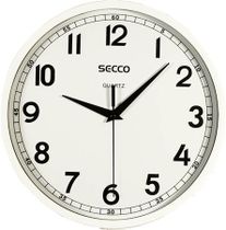 Nástenné hodiny, 24 cm, SECCO, lesklý biely rám