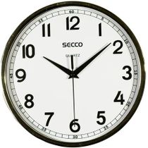 Nástenné hodiny, 24 cm,  SECCO, rám chrómovej farby