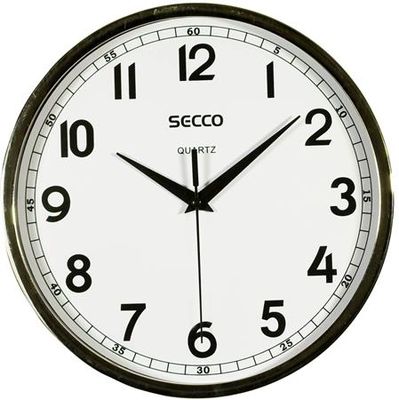 Nástenné hodiny, 24 cm,  SECCO, rám chrómovej farby