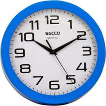 Nástenné hodiny, 25 cm, modrý rám, SECCO "Sweep second"