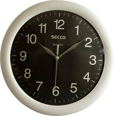 Nástenné hodiny, 28 cm, SECCO "Sweep Second", strieborné/čierne