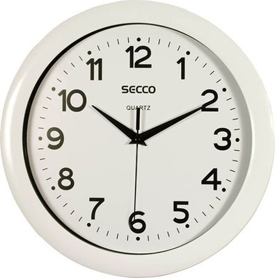 Nástenné hodiny, 30 cm, SECCO, biela