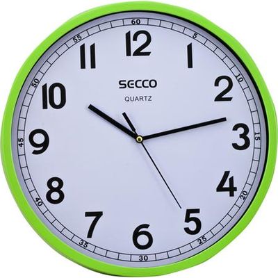 Nástenné hodiny, 30 cm, SECCO, zelený rám