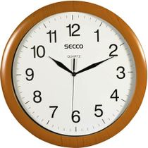 Nástenné hodiny, 32 cm,  SECCO "Sweep Second", rám s dreveným efektom