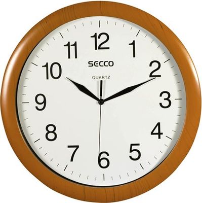 Nástenné hodiny, 32 cm,  SECCO "Sweep Second", rám s dreveným efektom