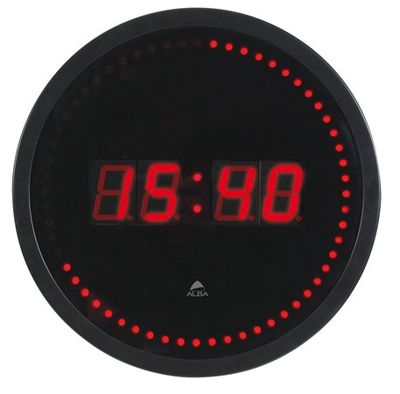 Nástenné hodiny, LED displej, 30 cm, ALBA "Horled", čierne