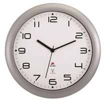 Nástenné hodiny, riadené rádiovým signálom, 30 cm, ALBA "Hornewrc", strieborné