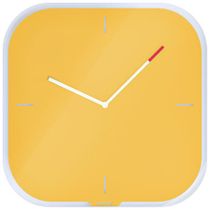 Nástenné hodiny, štvorcové, 30x30 cm, LEITZ "Cosy", matná žltá