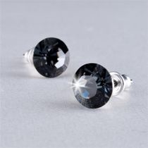 Náušnice, "MADE WITH SWAROVSKI ELEMENTS",  black diamond, 8 mm