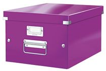 Odkladací box, A4, lesklý povrch, LEITZ "Click&Store", fialový
