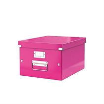 Odkladací box, A4, lesklý povrch, LEITZ "Click&Store", ružový