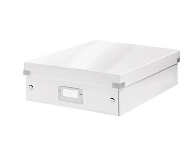 Odkladací box, organizačný, laminovaný kartón, veľkosť M, LEITZ "Click&Store", biely