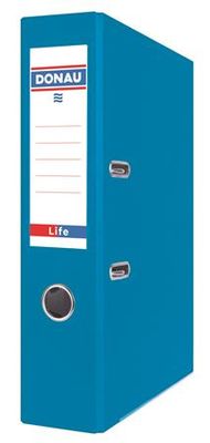 Pákový šanón, 75 mm, A4, PP/kartón DONAU "Life", neónovo modrá