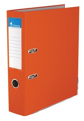Pákový šanón, 75 mm, A4, PP/kartón, s ochranným spodným kovaním, VICTORIA, "Basic", oranžový
