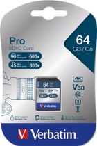 Pamäťová karta, SDXC, 64GB, Class 10 UHS-I, 90/45MB/sec, VERBATIM "PRO"